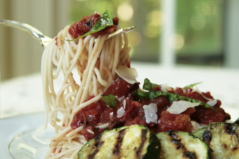 grilled zucchini and pasta